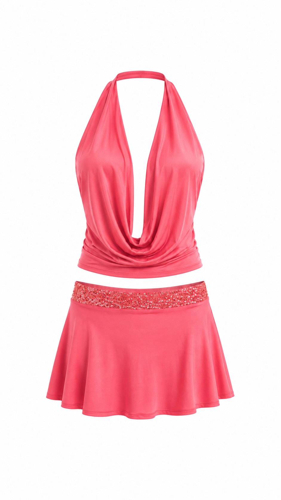 coral & gold sequin set